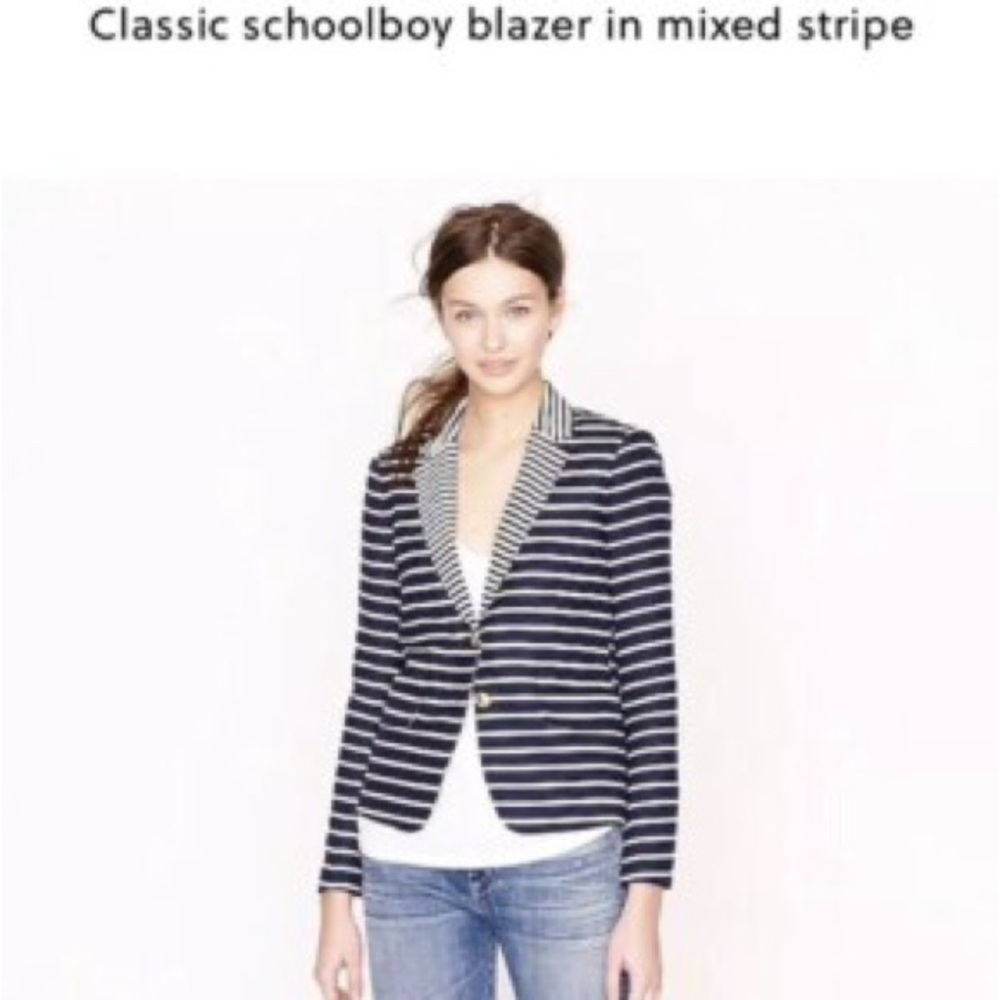 J. Crew Schoolboy Blazer Nautical Mixed Stripe Button Down Anchor size 4 39921 - Picture 2 of 6